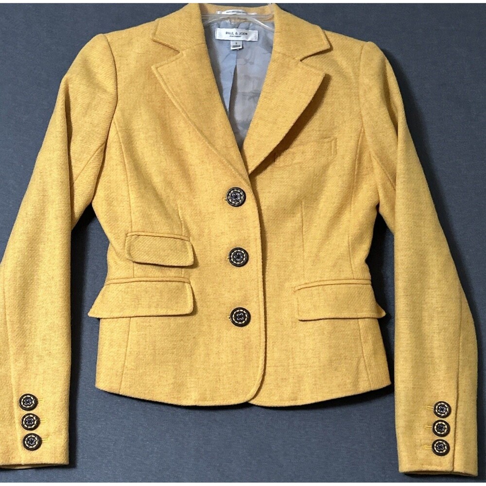 Paul & Joe  For Target  Mustard Yellow Shetland Wool Blazer Sz Small